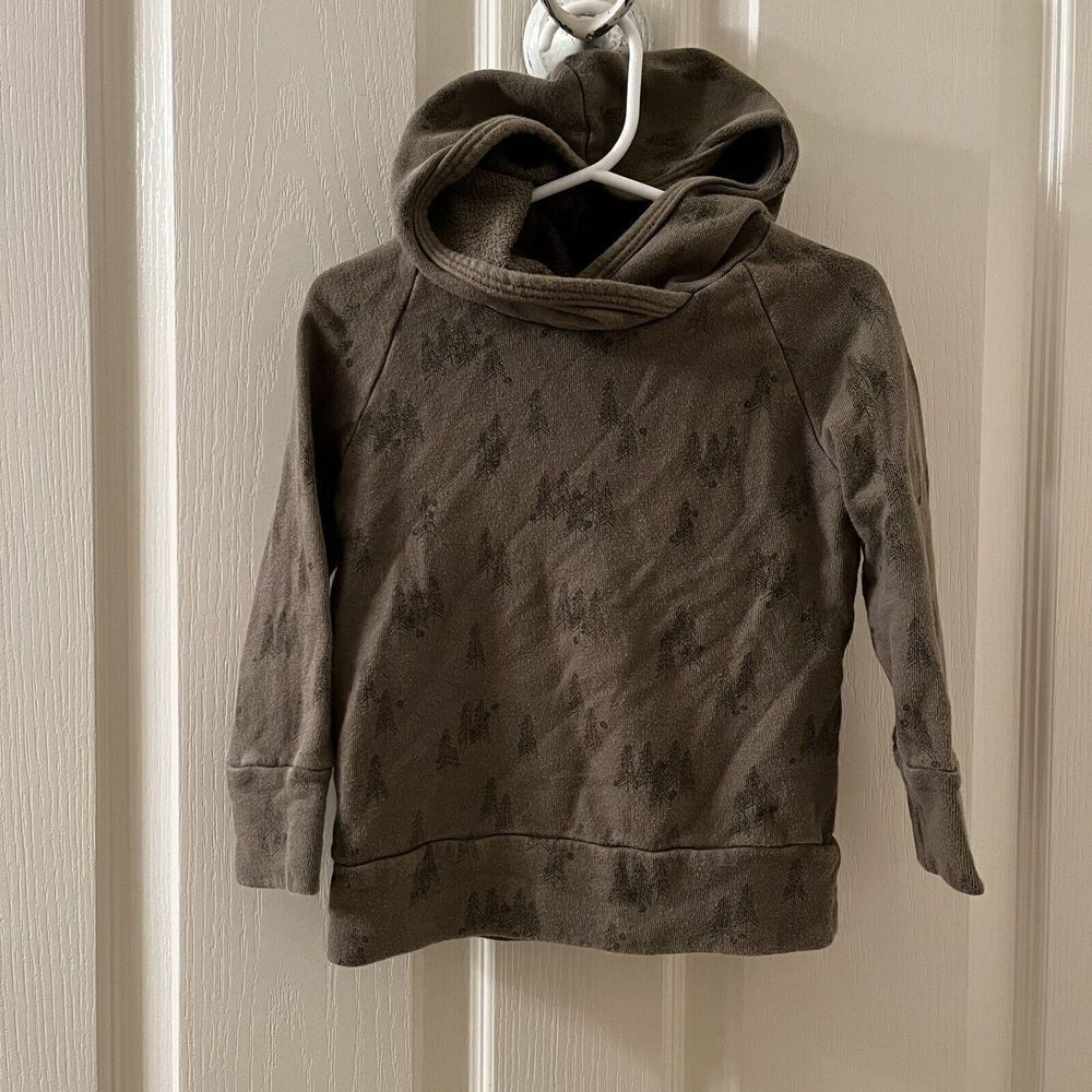 Childhoods Clothing Trademark Raglan Hoodie Trees on Olive Green 18-24 Months